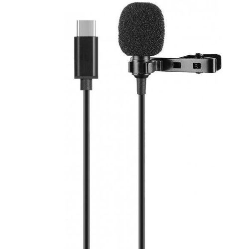 Петличний мікрофон Media Microphone DM USB Type-C MK-3 з роз'ємом для телефону, міні мікрофон 15 см, дротова петличка