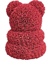 Маленький ведмедик з штучних 3D троянд Teddy Bear de Luxe 25 см Burgundy, бордовий ведмідь Тедді