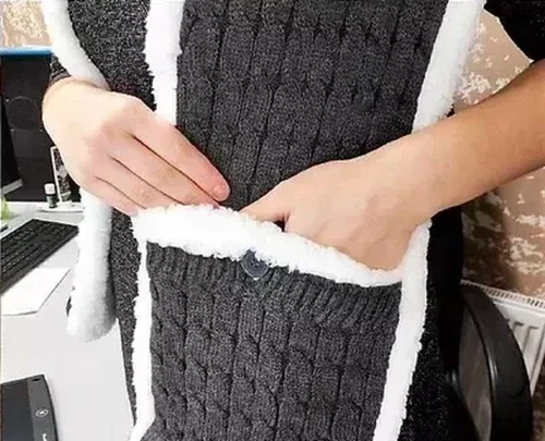 Зимняя двухсторонняя безрукавка шарф с карманами Huggle Pocket Scarf на флисе, Мягкий домашний плюшевый шарф жилетка на пуговицах Серый