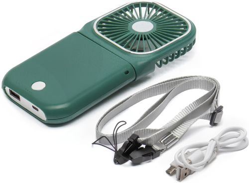 Портативний міні вентилятор Mini Fan F30 3 в 1 Powerbank кишеньковий ручний міні-вентилятор з ремінцем на шию, держателем і зарядкою для телефону USB