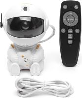 Сидячий лазерний нічник проектор Астронавт із зіркою Astro Star Mini HR-F3 Білий Міні світильник космонавт з проекцією зоряного неба і пультом