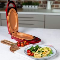 Двостороння електросковорода для других страв Red Copper 5 Minuts Chef 800W електрична плита, скороварка, бутербродниця з антипригарним покриттям