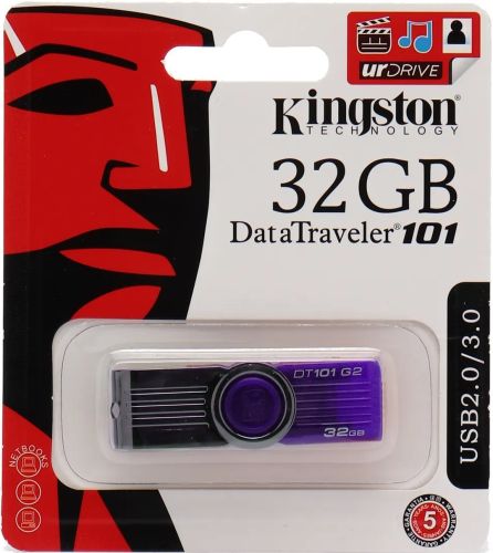 USB Flash 32Gb флешка Kingston DataTraveler DT101 G2 флеш-накопичувач, карта пам'яті, USB-накопичувач для зберігання документів, фото і відео 32Гб