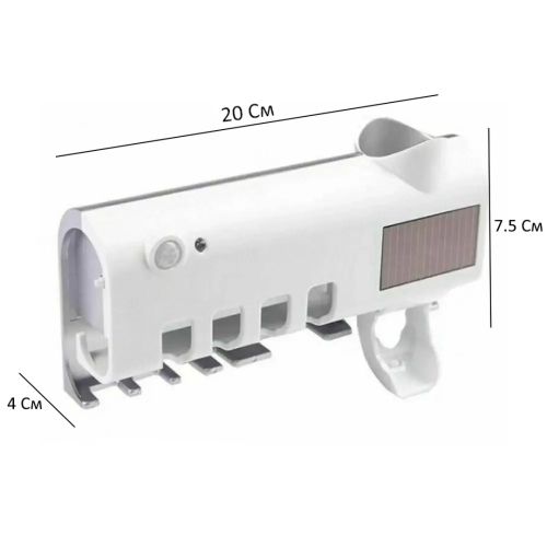 Тримач зубних щіток Brush Sterilizer 3 в 1 JX-5588, Диспенсер дозатор для зубної пасти, Уф стерилізатор, Контейнер з дезінфекцією Білий
