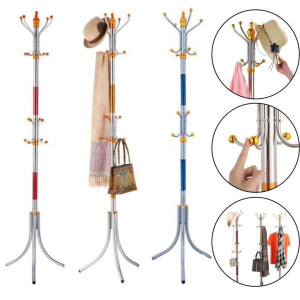 Підлогова вертикальна вішалка тринога Coat Rack для верхнього одягу 16 гачків, переносна розбірна металева стійка для сумочок і парасольок