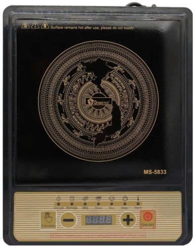 Индукционная сенсорная электроплита Domotec MS-5833 на 1 конфорку 2000W портативная настольная электрическая плита с дисплеем таймером MS5833 Черная