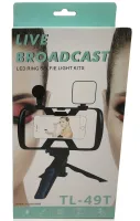 Штатив клітка для телефону Live Broadcast TL-49T 4в1 з Led підсвічуванням і мікрофоном, Монопод тримач смартфона з пультом ДУ для селфі і відео