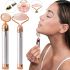 Вібромасажер ролер для обличчя Flawless Contour масажний ролик з двома насадками на батарейках, електричний масажер для масажу, ролик-масажер