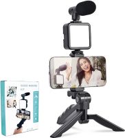 Набір блогера Video Making Kit ay-49 4 в 1 комплект штатив з кріпленням для телефону, LED підсвічуванням і мікрофоном для селфи і Відео Android IOS