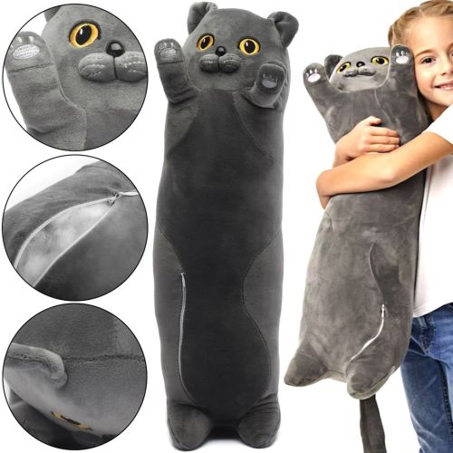 Мягкая плюшевая игрушка-подушка Кот Батон 90 см Dark Grey детская подушка обнимашка котик, игрушечный длинный антистресс кот-батон Темно серый