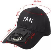 Бейсбольная кепка с вентилятором Fan RS-75 Черная, солнцезащитная, охлаждающая USB  бейсболка с обдувом, аккумулятором на солнечной батарее, летняя