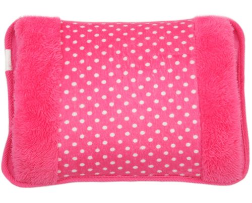 Электрическая водяная грелка Hot Water Bag HD-03 для согревания рук 500W Плюшевая мягкая муфта электрогрелка с подогревом 34х24 см от сети Розовая