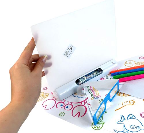 Магічна проекційна дошка для малювання з 3D ефектом 3D Magic Drawing Board, дитячий розвиваючий скляний набір з LED підсвічуванням від 3-х років