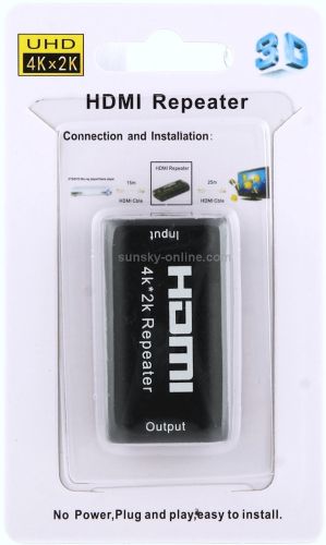 Конвертер HDMI Repeater 4k повторювач, Підсилювач відеосигналу до 40 метрів, автономний Репітер ретранслятор HDMI-HDMI подовжувач для пристроїв