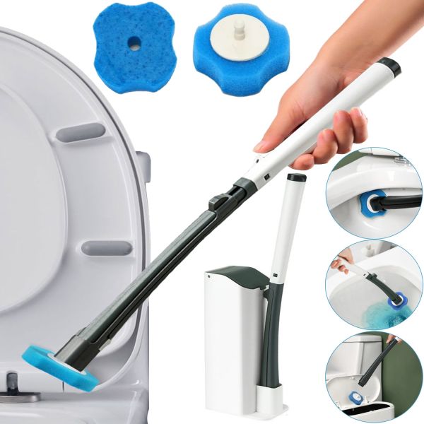 Універсальна щітка для прибирання туалету MTS clip type removable Toilet brush йоржик для унітазу, набір щіток зі змінними насадками і миючим засобом