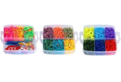 Набір гумок для плетіння браслетів Band Accessory Case NR - 1 комплект 3 яруси з гачком і тримачем для рукоділля 1500 штук в кейсі від 3-х років