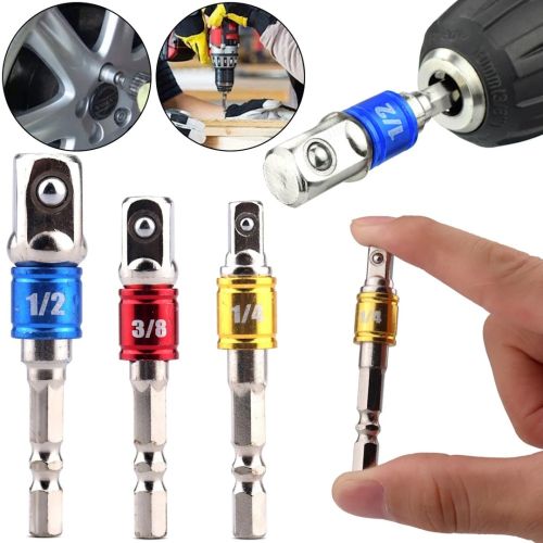 Набір перехідників з шестигранним хвостовиком Drillpro 3pcs 1/2, 1/4, 3/8 дюйма комплект шестигранних насадок біт, Торцеві головки для шуруповерта
