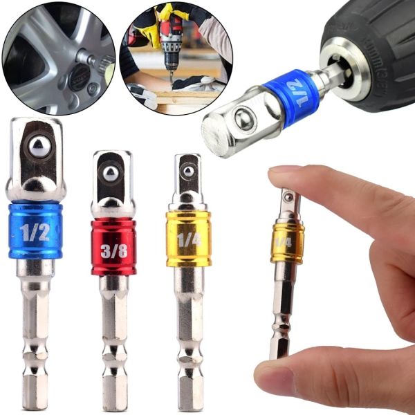 Набір перехідників з шестигранним хвостовиком Drillpro 3pcs 1/2, 1/4, 3/8 дюйма комплект шестигранних насадок біт, Торцеві головки для шуруповерта