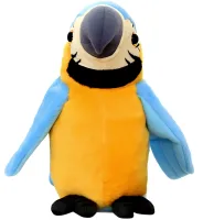 Інтерактивний папуга Talking Parrot K14802-3 22 см дитяча м'яка музична іграшка, повторюшка з мікрофоном на батарейках Блакитна, що говорить