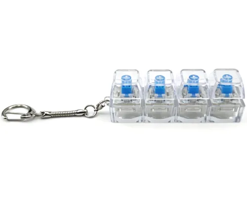 Брелок-антистрес у формі кейкап Switch Keychain SK-04 — прозора іграшка-клікер із 4 механічними клавішами, карабіном для ключів та RGB-підсвічуванням Jedel