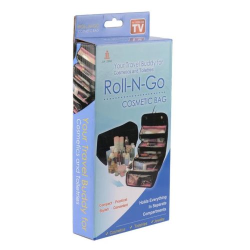 Органайзер для зберігання косметики Roll-n-Go Black непромокальний, Дорожня жіноча косметичка сумка рол енд Гоу Чорна