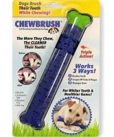 Зубна щітка для чищення ясен собак Chewbrush Ardemer самоочисна гумова собача кістка, жувальна іграшка-кісточка для зубів 25 * 4.5 см синя