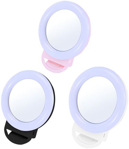 Светодиодное LED селфи кольцо Selfie Ring Light A4S 11.5 см аккумуляторная RGB лампа с зажимом, кольцевая подсветка с зеркалом на телефон USB H8-1