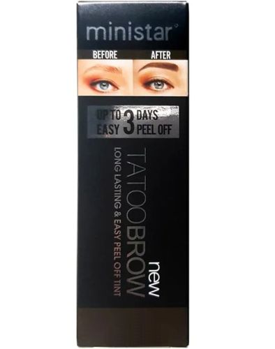Водостійка фарба тінт Ministar Brow Tattoo Black Чорний з тату ефектом для підкреслення брів, Маркер гель #102 10 мл для татуювання брів