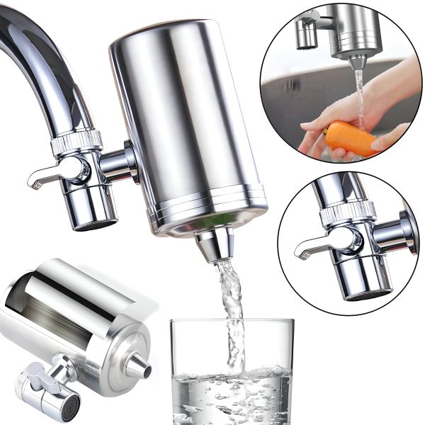 Проточний фільтр насадка на кран з нержавіючої сталі Water Purifier ZSF-080 для очищення води, водяний фільтр для води під кран 687-1 Сріблястий