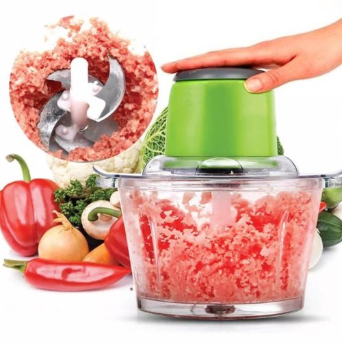 Электрический измельчитель с двухъярусным лезвием Leomax Молния Green ZS-8986 300w 6 в 1 универсальный кухонный блендер зеленый Измельчитель-блендер