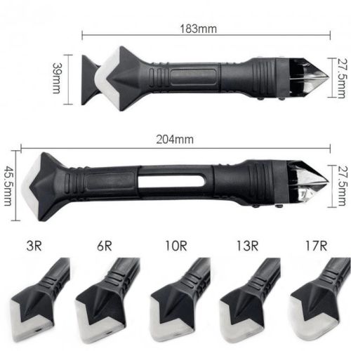 Пластиковий силіконовий шпатель скребок для герметика і силікону Silicon Trowel Scraper GS-3991p, набір з 5 насадок для видалення закладення швів