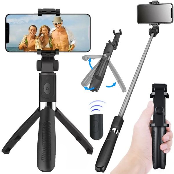 Селфи палиця штатив Selfie Stick L01 70 см телескопічний трипод для селфи, монопод тринога з тримачем для телефону з пультом Bluetooth L-01