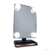 Настільне Косметичне дзеркало Cosmetie mirror 360 Rotation Angel з LED підсвічуванням для макіяжу, компактне прямокутне сенсорне дзеркало Чорне