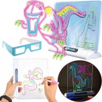 Магічна проекційна дошка для малювання з 3D ефектом 3D Magic Drawing Board, дитячий розвиваючий скляний набір з LED підсвічуванням від 3-х років