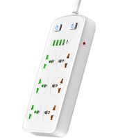 Мережевий фільтр Power Socket AR-CP05 2500W на 6 розеток 4 USB 1 Type-C 2 м подовжувач переноска з вимикачем для підключення приладів до мережі Білий