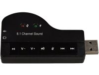 Внешняя звуковая карта USB 8.1 Piano внешний звуковой адаптер для ноутбука и ПК компьютера, аудиокарта юсб с кнопками управления 8.3х4.3 см