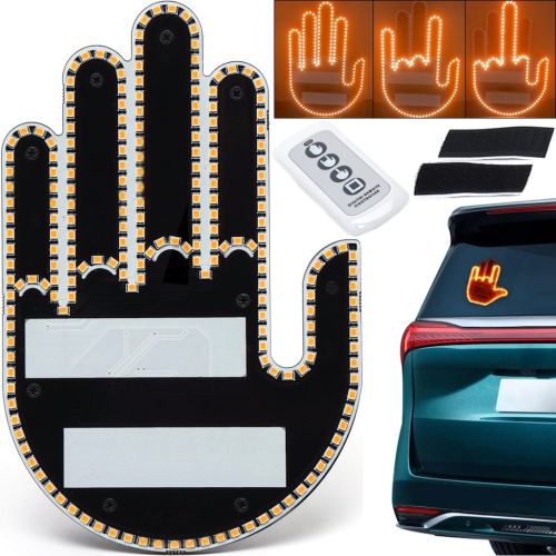 Светодиодная рука Fun Gesture Hand LED-ладонь с жестами на липучке с подсветкой, автомобильный знак на заднее стекло в салон авто с пультом управления