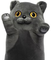 Мягкая плюшевая игрушка-подушка Кот Батон 90 см Dark Grey детская подушка обнимашка котик, игрушечный длинный антистресс кот-батон Темно серый