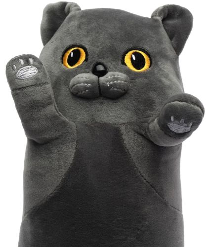 Мягкая плюшевая игрушка-подушка Кот Батон 90 см Dark Grey детская подушка обнимашка котик, игрушечный длинный антистресс кот-батон Темно серый