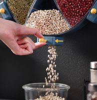 Настенный диспенсер карусель Rotatable Multi-Grain Cans для хранения круп 6 отделений 360, Вращающийся органайзер сыпучих продуктов с дозатором