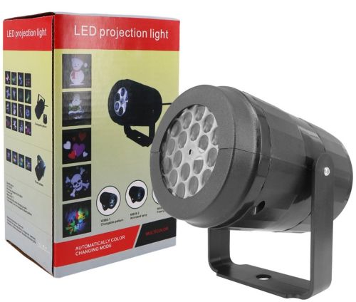 Новорічний лазерний проектор Led Projection Light 1367-3 на 16 малюнків, Настінний обертовий проектор підсвічування з кронштейном для дому Чорний