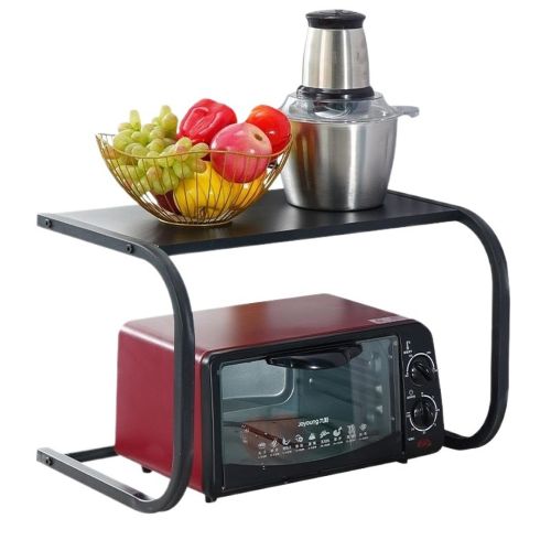 Настольная полка стеллаж для микроволновки Multifunctional Microwave rack AND979, Кухонный органайзер над микроволновой СВЧ печью для мелочей Черная