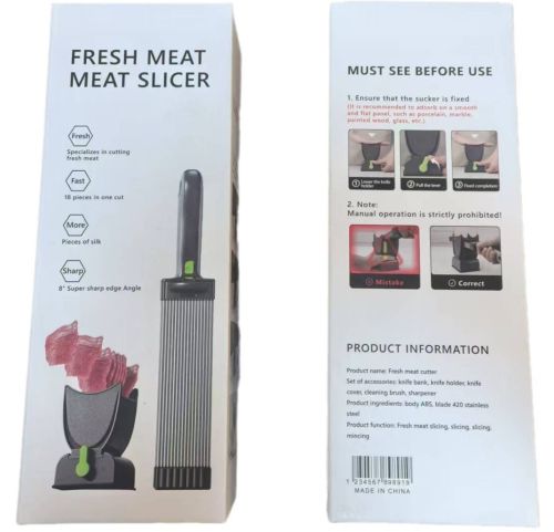 Ручна м'ясорубка слайсер Fresh Meat Slicer YLM-248 для тонкого нарізання і подрібнення м'яса, Ручний подрібнювач LY-824 17 лез з підставкою Сірий