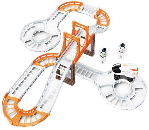 Конструктор космічний автотрек Outer Space Track LT243173 зі звуковими ефектами і світлом з шатлом, мостом і космонавтами 888-86 42 деталі Білий