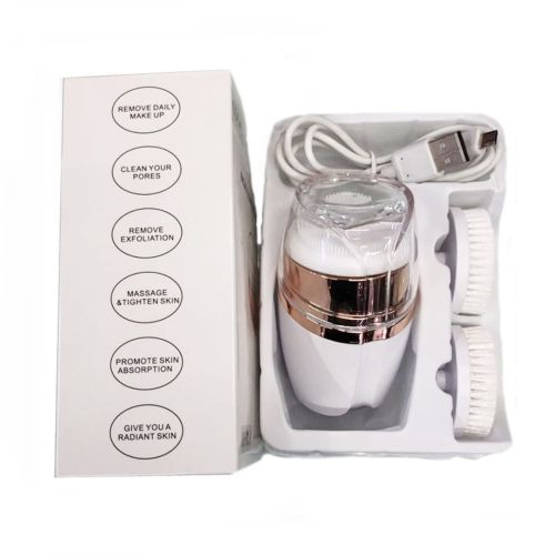 Акумуляторна масажна щітка 3 в 1 Sonic Facial Cleansing Drush With LT - 606 для особи з насадками, Професійна електрична щітка для вмивання