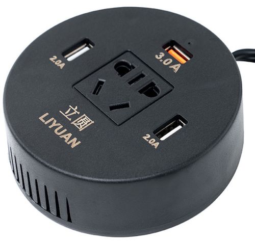 Автомобільний трійник інвертор Travel Car Power Liyuan DC-AC 12-220V 75W від прикурювача, універсальний USB адаптер спліттер 12 / 24V в авто