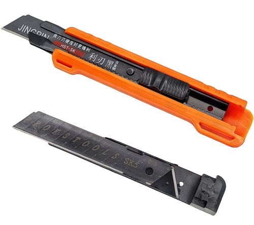 Канцелярський телескопічний ніж Utility knife Jingpin HST-SK 18мм з висувним сегментним лезом для оздоблювальних робіт, будівельний ножик для дому