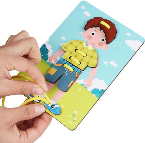 Развивающий конструктор Personages Threading Plate MZM15 38 деталей с изображением персонажей из дерева, Головоломка создания персонажа для детей