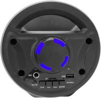 Бездротова Bluetooth колонка динамік SoonBox S4403 з LED підсвічуванням 10W і мікрофоном, акумуляторна блютуз акустика караоке USB SD FM AUX Чорна