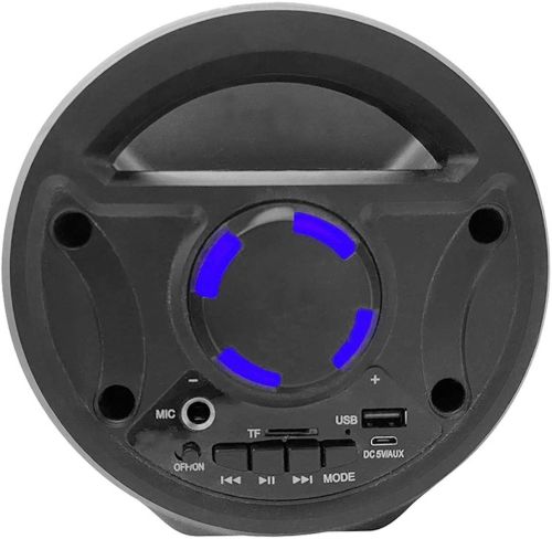 Бездротова Bluetooth колонка динамік SoonBox S4403 з LED підсвічуванням 10W і мікрофоном, акумуляторна блютуз акустика караоке USB SD FM AUX Чорна